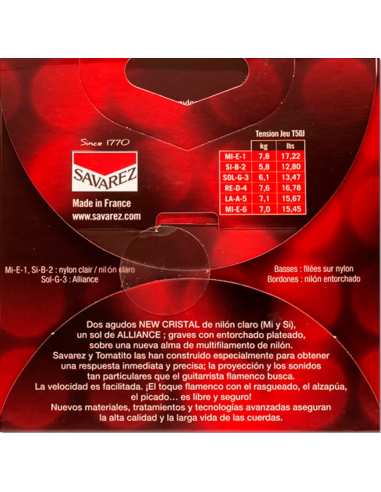 JUEGO DE CUERDAS PARA GUITARRA FLAMENCO SAVAREZ TOMATITO T50R