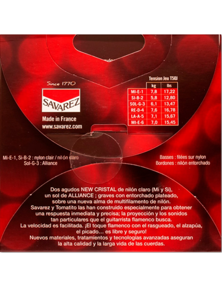 JUEGO DE CUERDAS PARA GUITARRA FLAMENCO SAVAREZ TOMATITO T50R